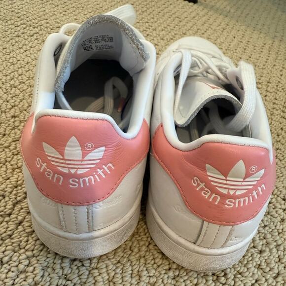 Adidas Stan Smith White Sneakers with Pink Details Size Wom US 7.5 Stan Embossed - Picture 4 of 7